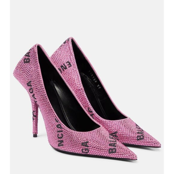 BALENCIAGA Square Knife Pump Heels Pink Black Logo - Picture 1 of 9